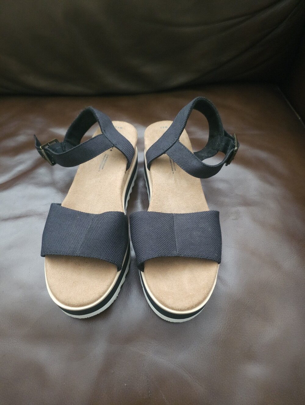 Toms Black Strappy Platform Sandals